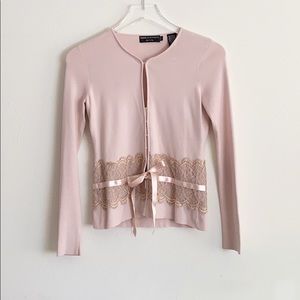 Dana Buchman Pink Nude Lace Cardigan sz P